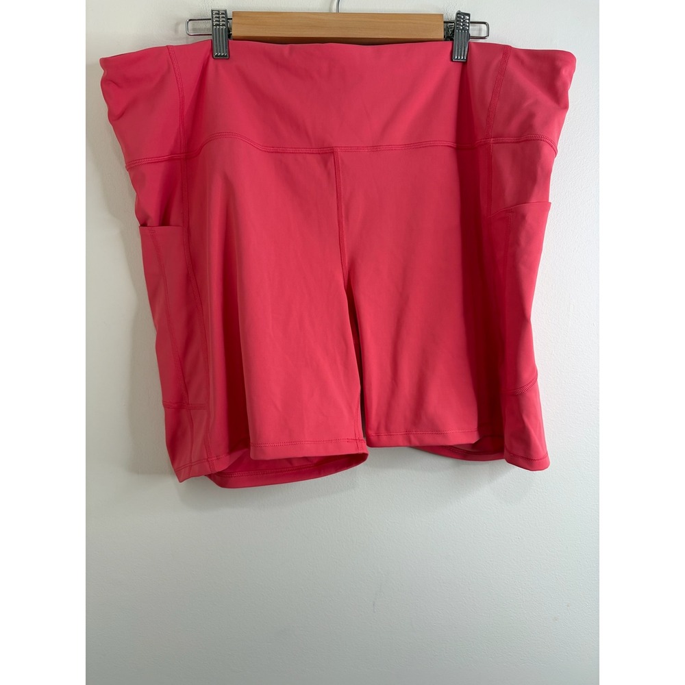 Athleta Ultimate Stash II 7" Short Pink Sz 3X High Rise Bike Shorts Pocket Gym